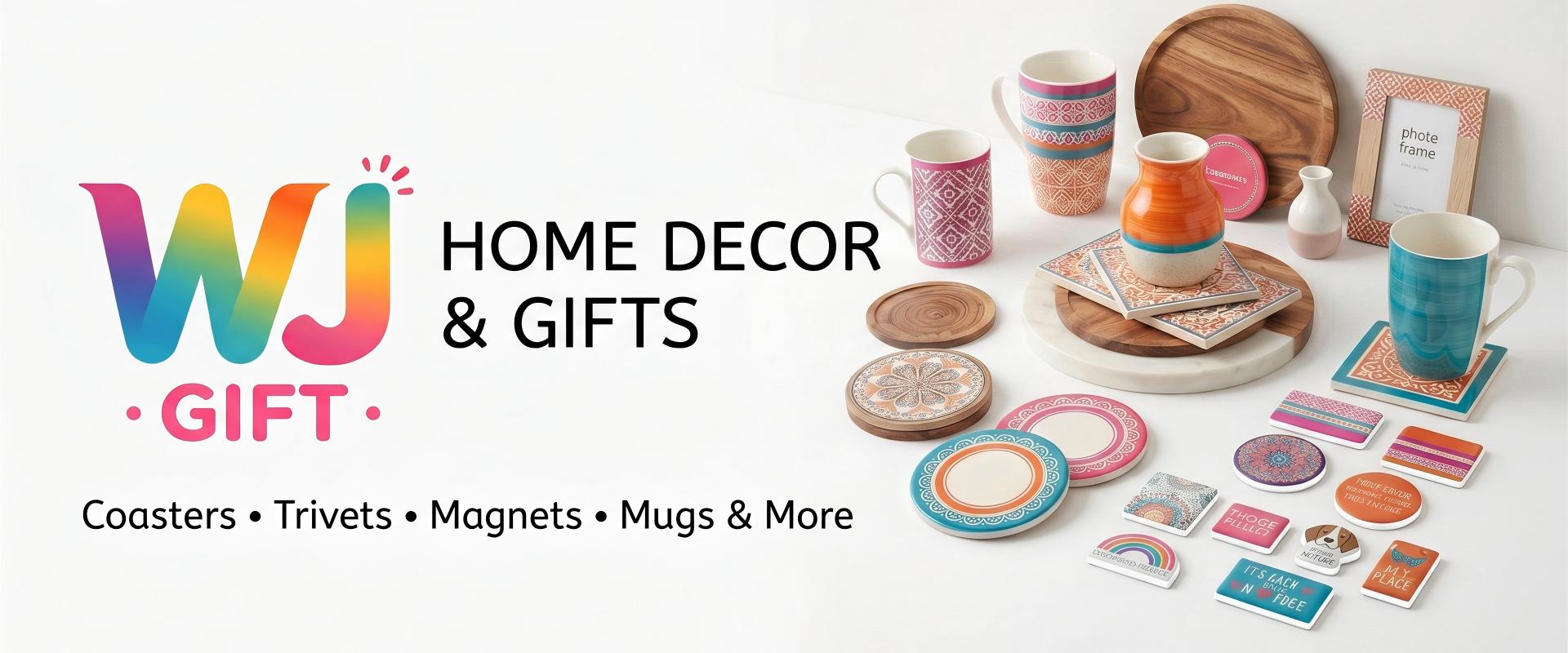 Custom promo gifts wholesale including ceramic coasters and fridge magnets by WJGIFT